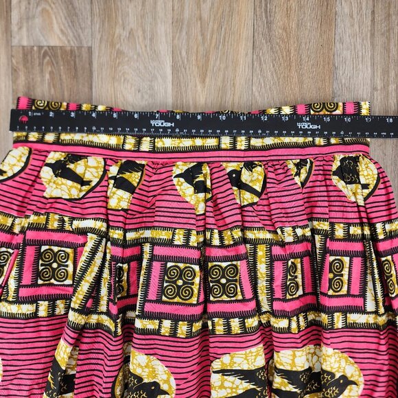 Li Li's Creations African Bird Print Midi Skirt Women's Large Cotton Multicolor - Picture 8 of 11